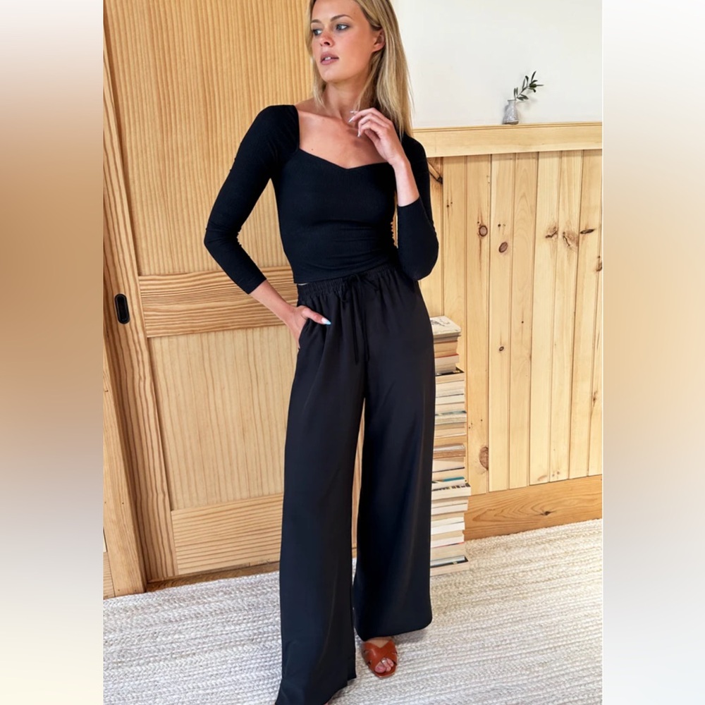 Emerson Fry Femme Layering Top in Black Tencel Rib
